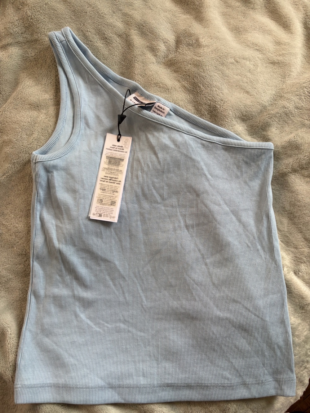 NWT Noisy May One Shoulder Ribbed Tank Top — Light Blue - Medium